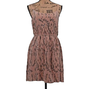 Staring At Stars Women Dress Medium M Pink Silver Sequins‎ Elastic Waist